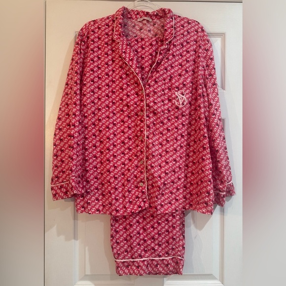 VICTORIA’S SECRET RED WHITE DEER PRINTED PAJAMA SET SIZE XL - Picture 1 of 4